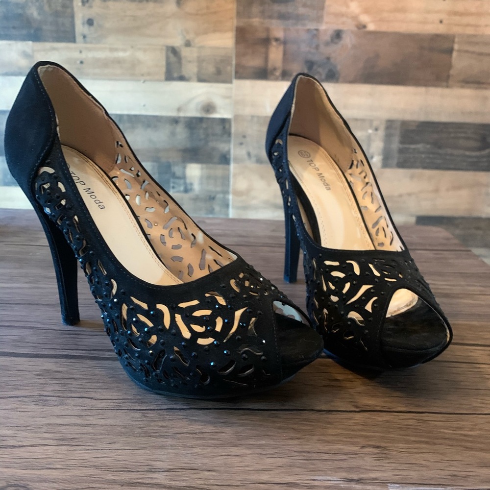 Dressy Black Velvet Heel